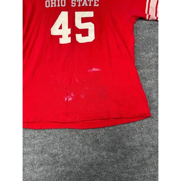 Vtg 70s Ohio State Buckeyes #45 Football Jersey T-Shirt Single Stitch Red Sz M-L - Picture 12 of 16